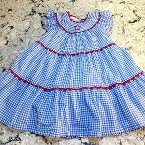 Cynthia Rowley Blue Gingham Smocked Star Dress